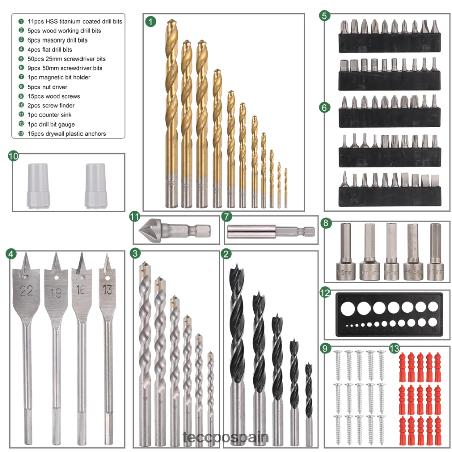 20642D5 TECCPO juego de brocas accesorios