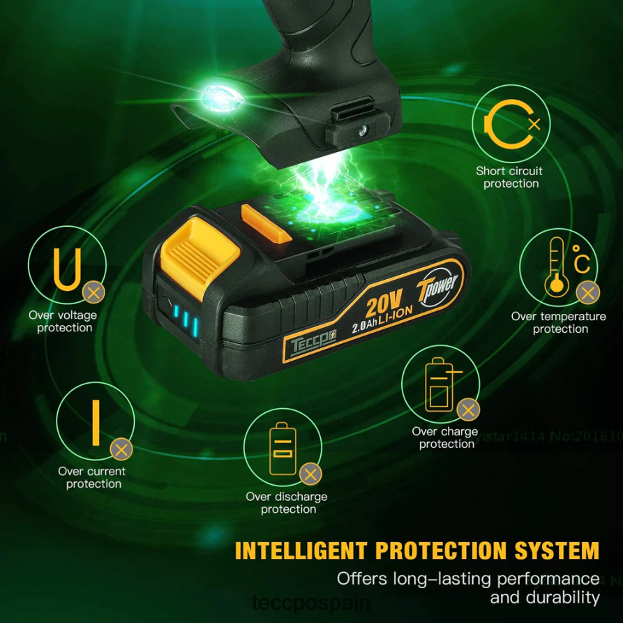 20642D66 TECCPO Batería recargable de iones de litio de 20/18v máx. 2.0ah para todas las herramientas eléctricas inalámbricas de 20/18v - zpk18hs2000 accesorios