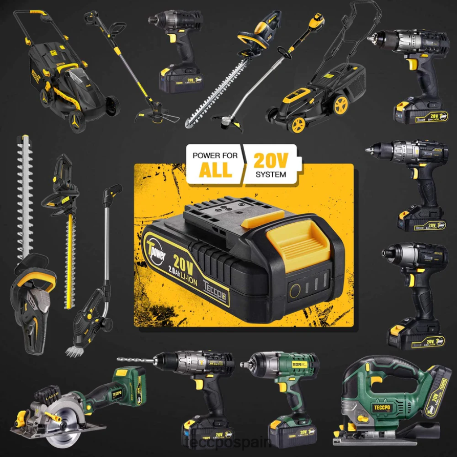 20642D66 TECCPO Batería recargable de iones de litio de 20/18v máx. 2.0ah para todas las herramientas eléctricas inalámbricas de 20/18v - zpk18hs2000 accesorios